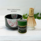 Aprika Life Dark Grey Flowers Ceramic Matcha Bowl