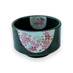 Aprika Life Dark Grey Flowers Ceramic Matcha Bowl