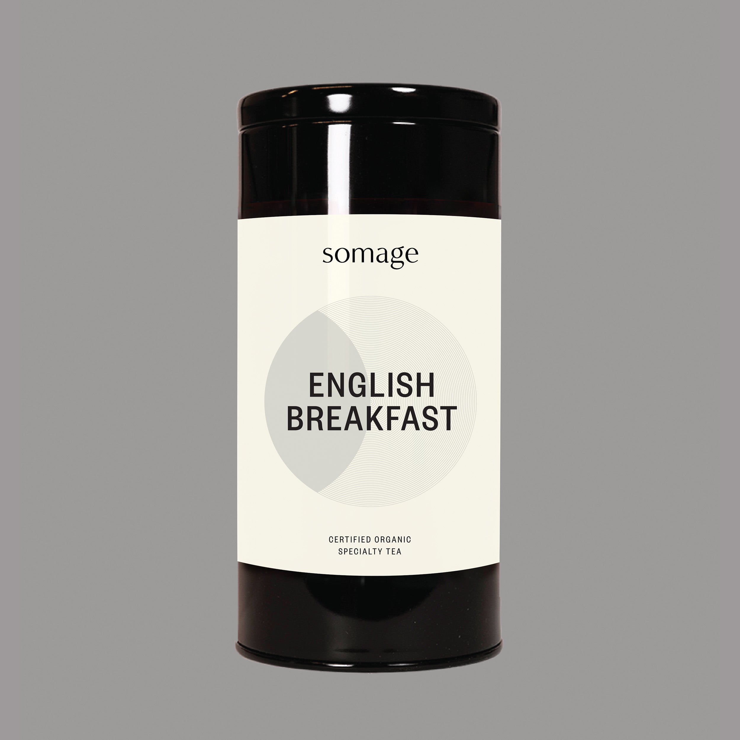 English Breakfast Tea Tin by Somage USA, a storage tin designed to keep tea fresh and easy to use