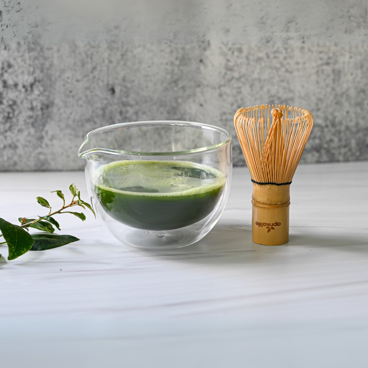 Aprika Life Double Sided (Double Wall) Glass Matcha Bowl with Spout