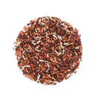 Plum Deluxe Easy Like Sunday Morning Herbal Tea (Chocolate - Lavender) in a circular package, showcasing tea blend and ingredients.