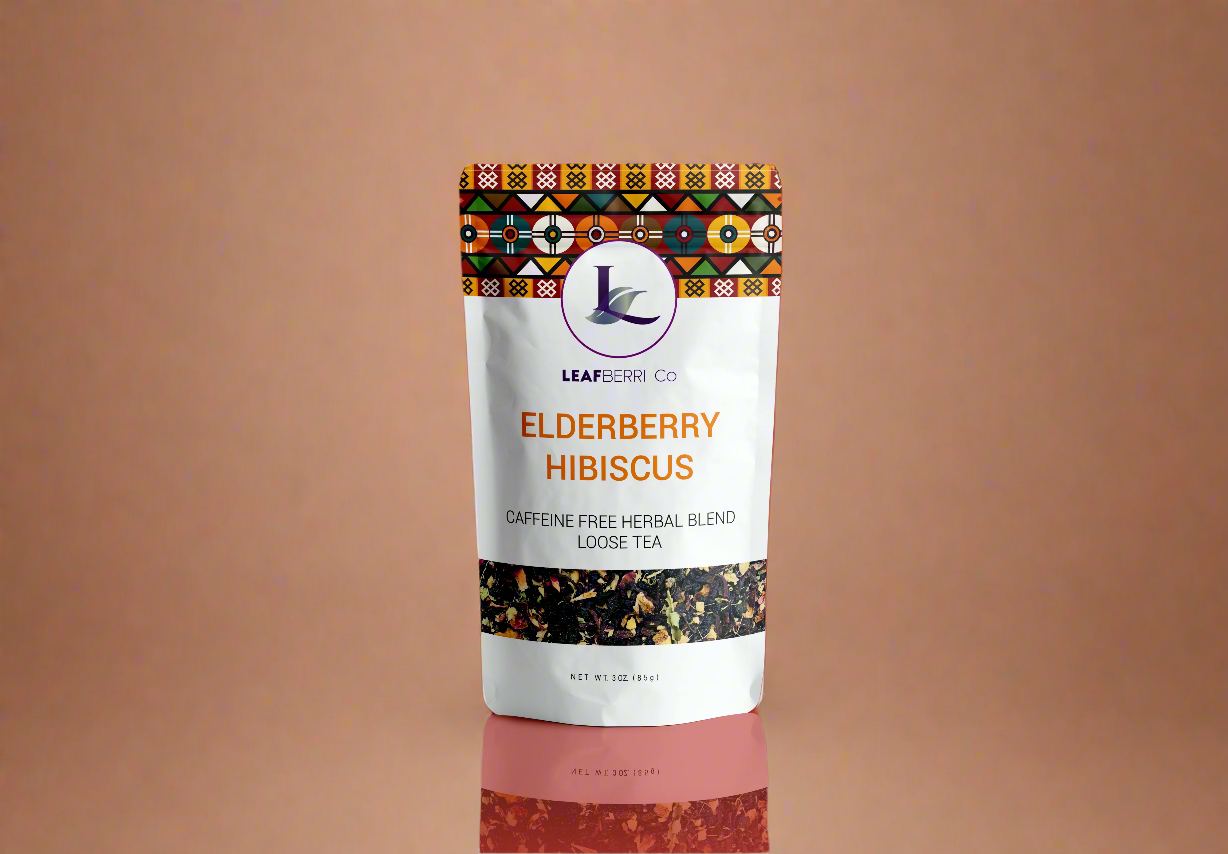 leafberri Elderberry Hibiscus  Caffeine Free Loose Tea Herbal Tea