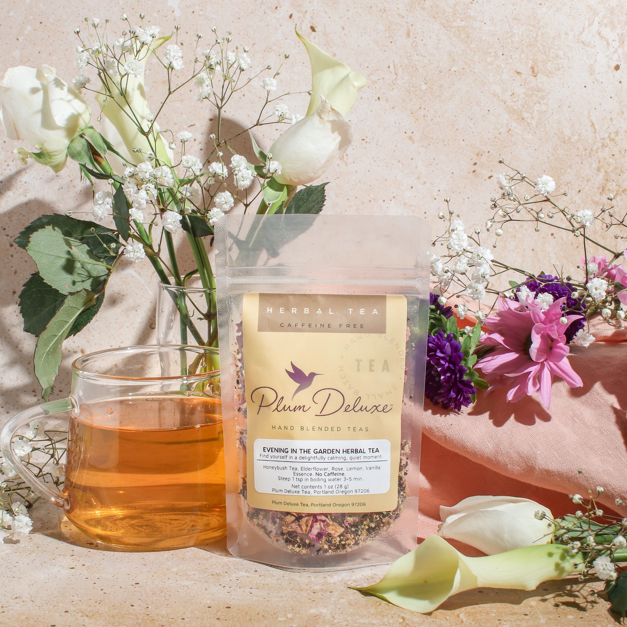 Plum Deluxe Evening in the Garden Herbal Tea (Elderflower - Lemon - Rose)