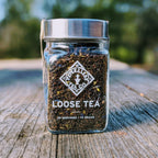 Piper and Leaf Front Porch Special Glass Jar of Loose Leaf Tea - 30 Servings, showcasing a glass jar filled with loose leaf tea.
