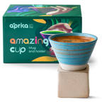 Aprika Life Blue Coffee Mug with Base - 6.8 oz/200ml