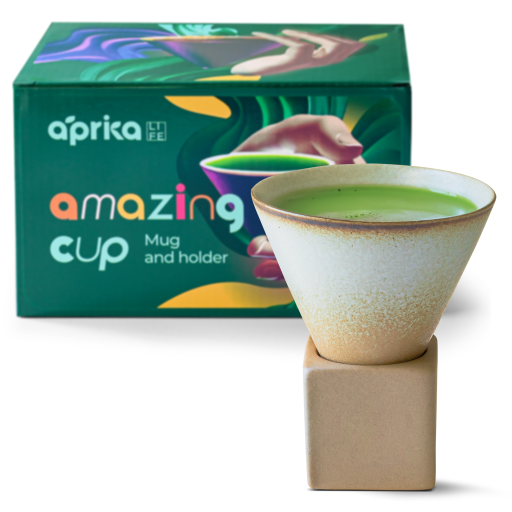 Aprika Life Brown Coffee Mug with Base - 6.8 oz/200ml