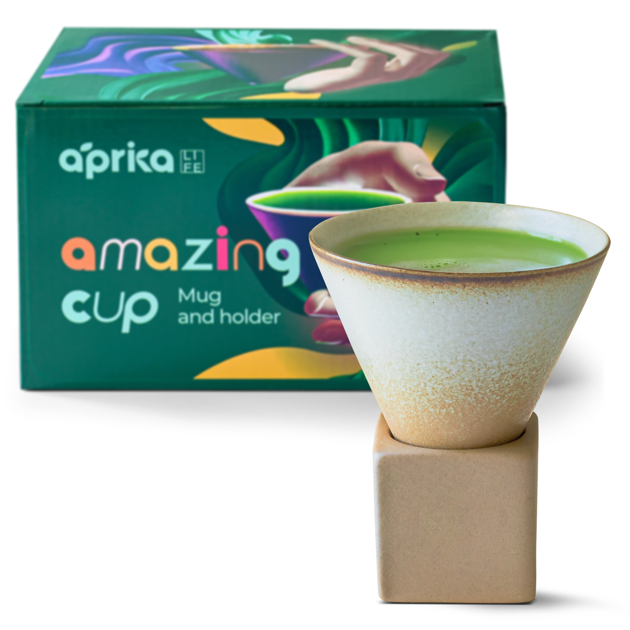 Aprika Life Brown Coffee Mug with Base - 6.8 oz/200ml