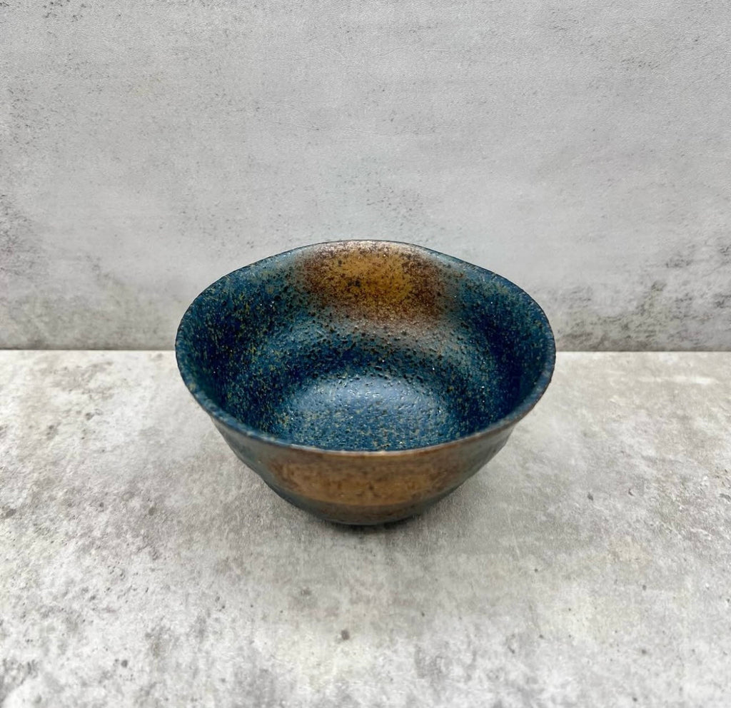 Inoue Tea Rokubei Black Bizen-yaki Yunomi - Japanese Sencha Teacup displayed on a neutral background.