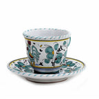 DERUTA OF ITALY ORVIETO GREEN ROOSTER: Espresso cup and Saucer