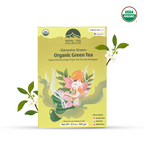 Ganesha Green - Organic Green Tea by Nepal Tea, medium-bodied green tea leaves with smoky and nutty notes displayed in a package.