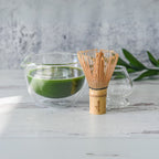 Aprika Life Double Sided (Double Wall) Glass Matcha Bowl with Spout, Bamboo Matcha Whisk and Whisk Holder Set