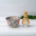 Aprika Life Gray with Flowers Ceramic Matcha Bowl