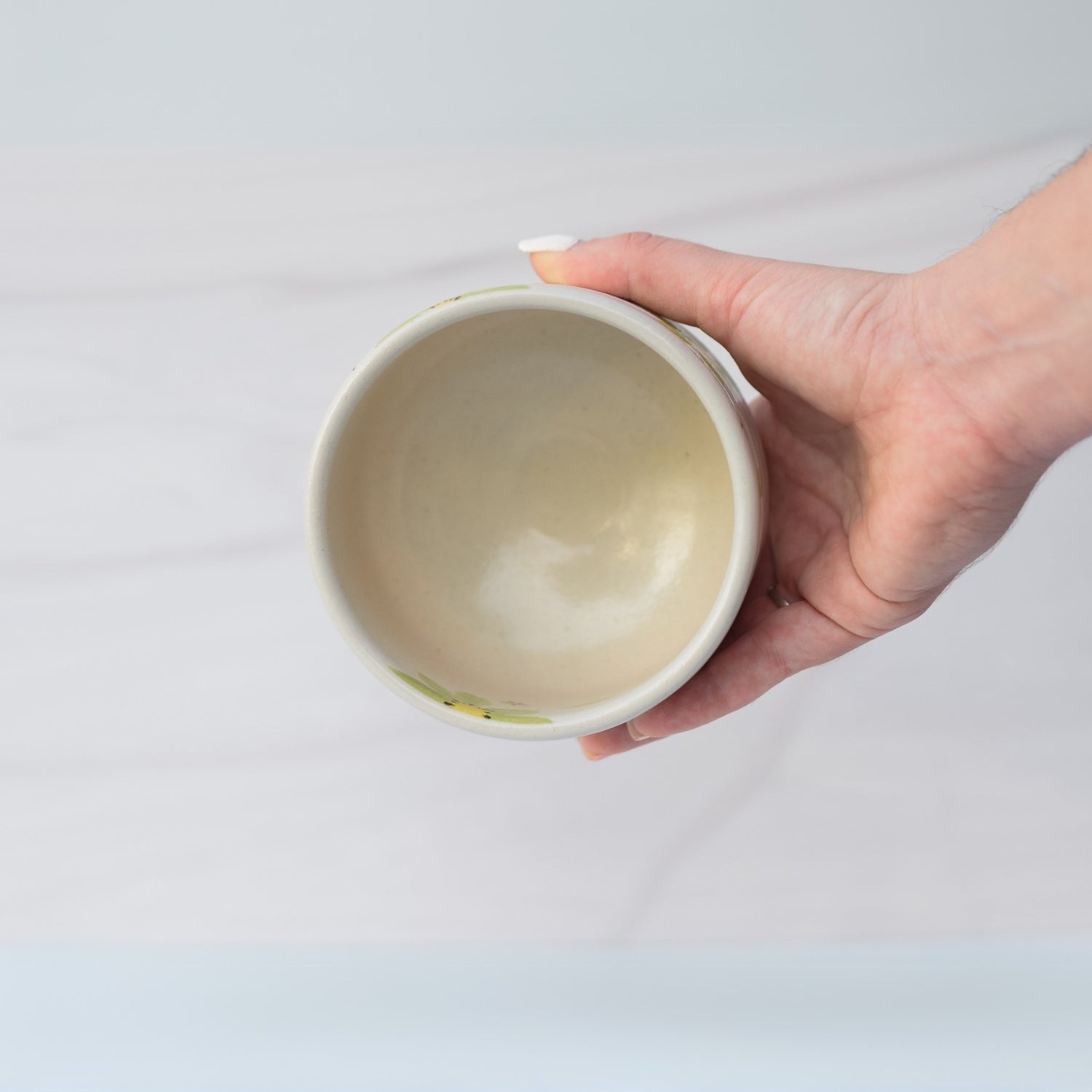 Aprika Life Green Flowers Ceramic Matcha Bowl