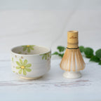 Aprika Life Green Flowers Ceramic Matcha Bowl