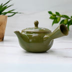Aprika Life Green Kuysu with Flowers - Japanese Handmade Teapot with Premium Tea Strainer - 14 fl oz/420ml
