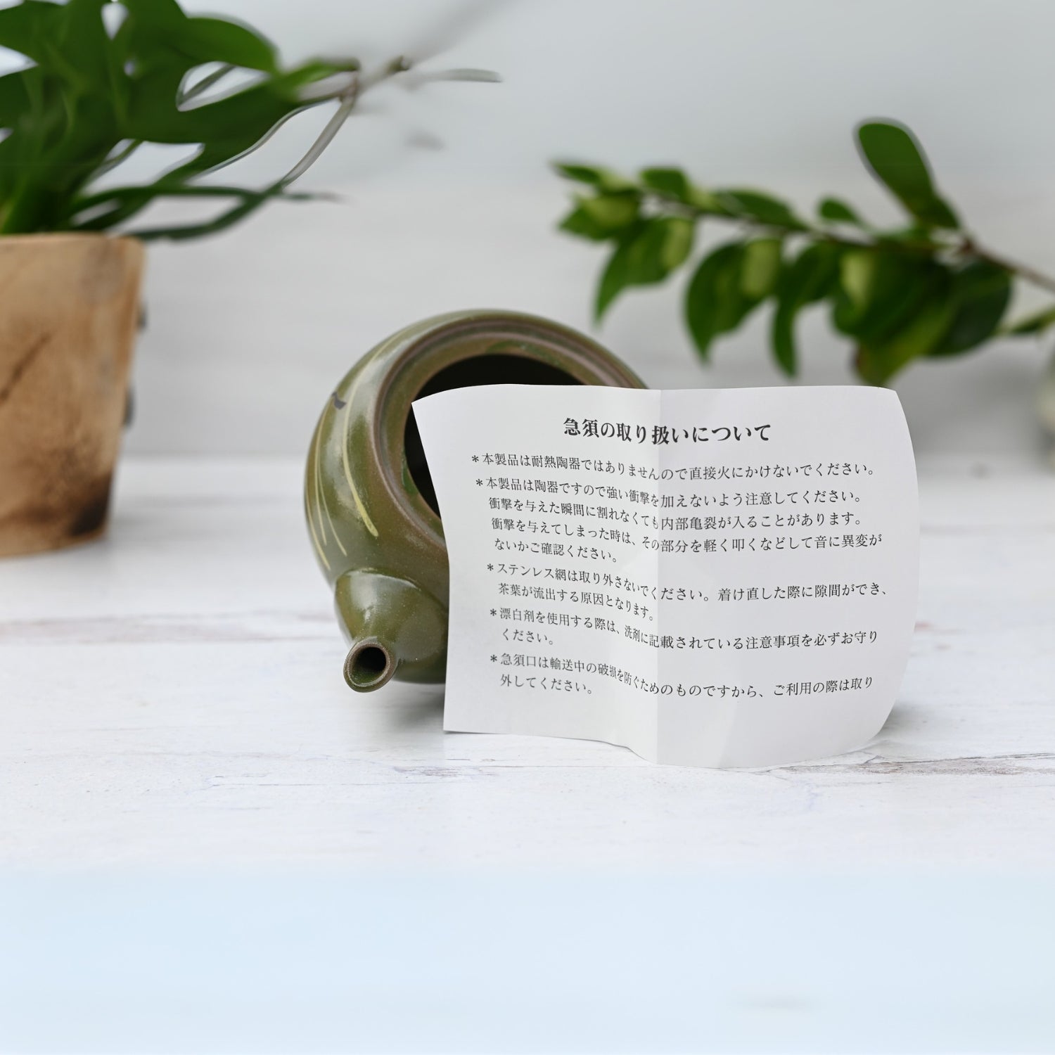Aprika Life Green Kuysu with Flowers - Japanese Handmade Teapot with Premium Tea Strainer - 12 fl oz/360ml