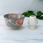 Aprika Life Gray with Flowers Ceramic Matcha Bowl
