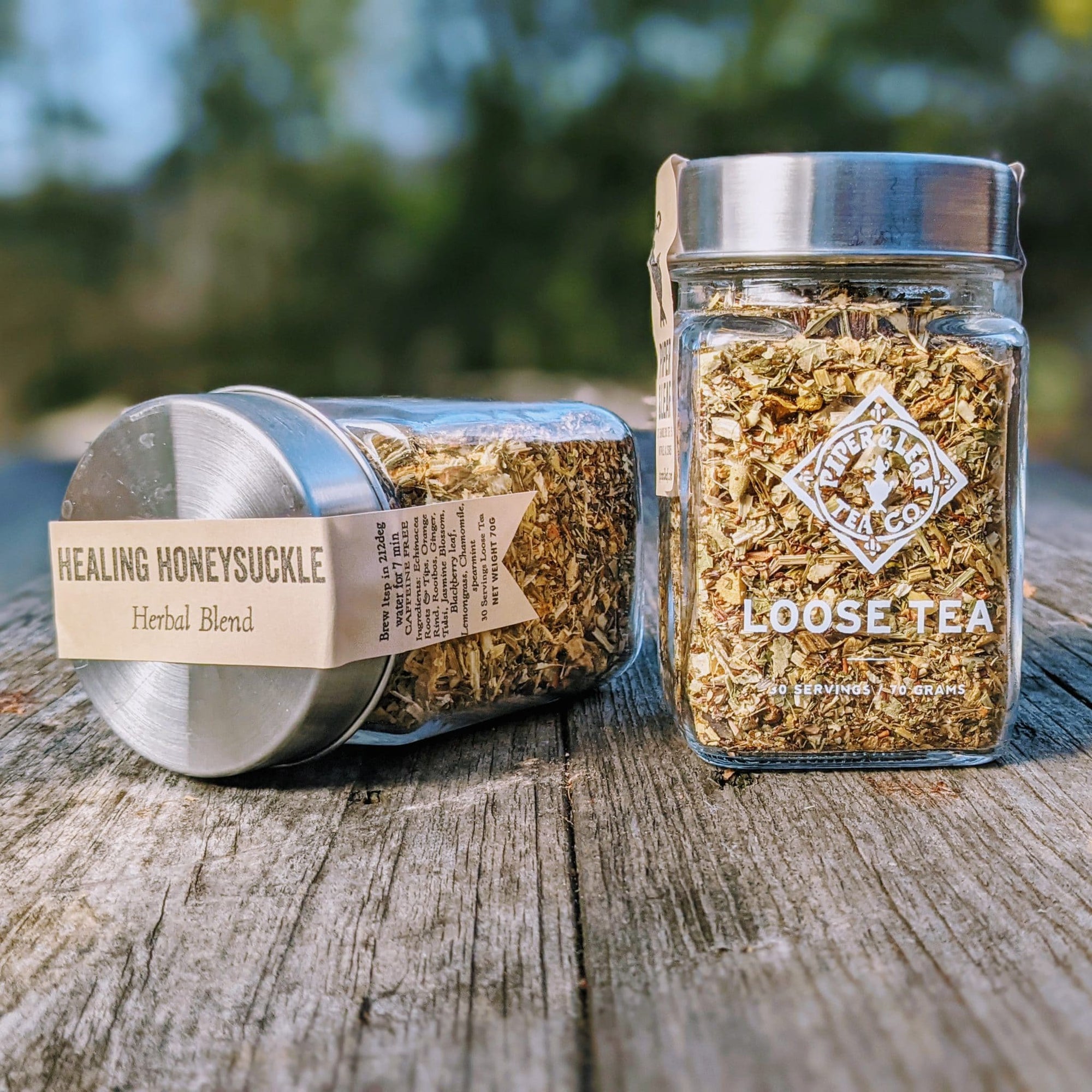 Piper and Leaf Healing Honeysuckle Glass Jar of Loose Leaf Tea - 30 Servings
