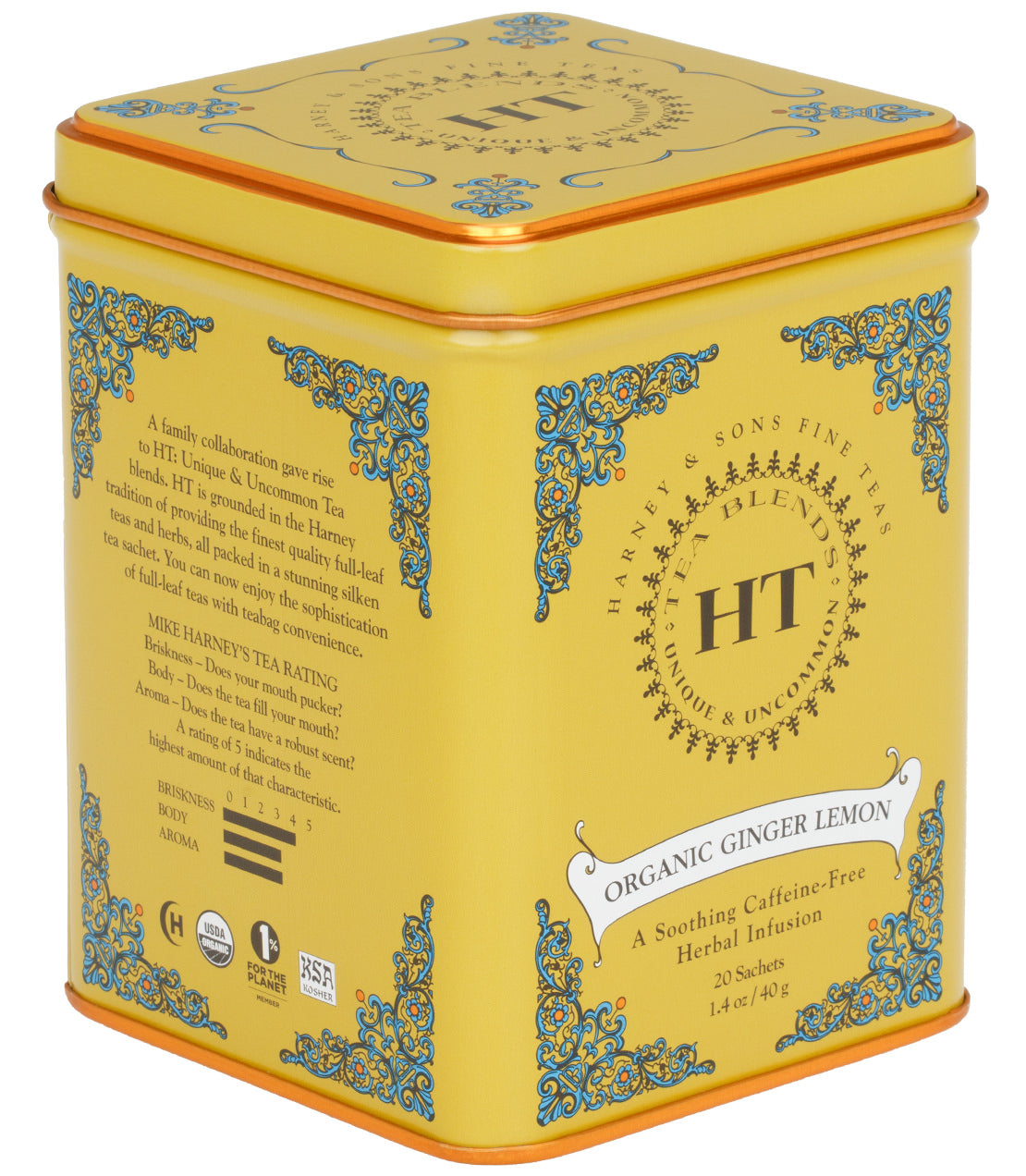 Harney & Sons Organic Ginger Lemon, HT Tin of 20 Sachets