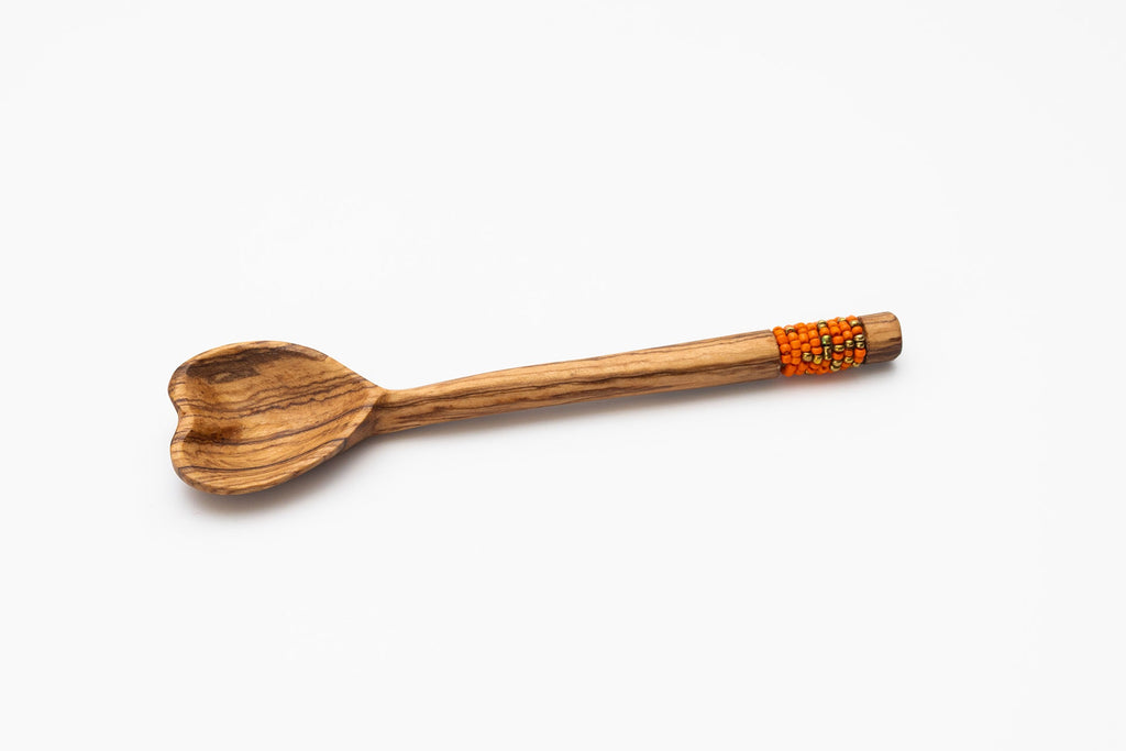 leafberri Handmade  Heart Shaped Spoon with Beaded Handle (Qty1)