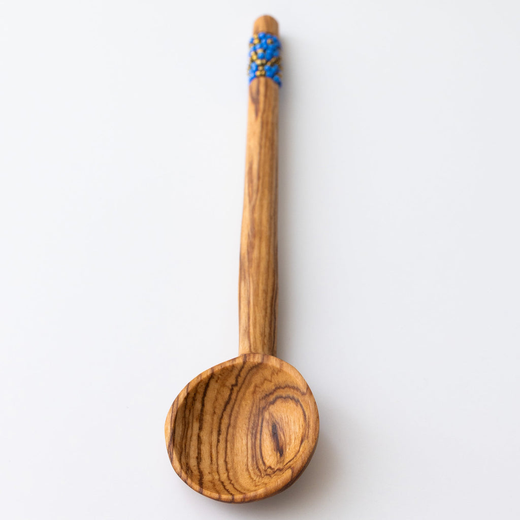 Leafberri Handmade Round Spoon with Beaded Handle ( 1 each)