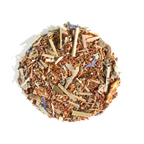 Plum Deluxe Healthy, Wealthy, & Wise Herbal Tea with bergamot, sage, lemongrass, and mint in a tea packaging image.