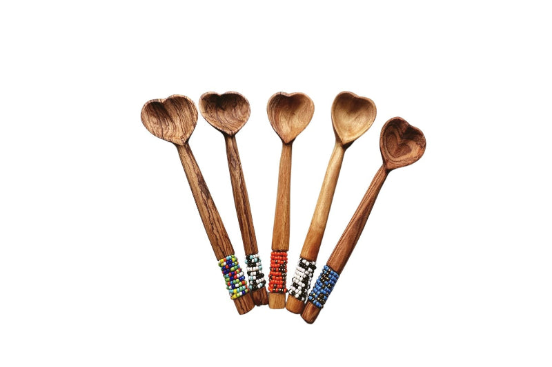 leafberri Handmade  Heart Shaped Spoon with Beaded Handle (Qty1)