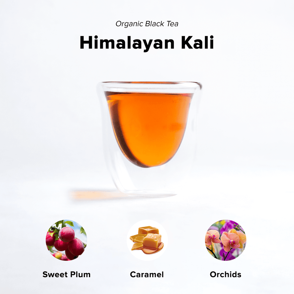 Himalayan Kali from Nepal Tea, depicting flavor notes in an informative graphic format