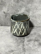 Inoue Iguchi Shirakaba Stripe Gray Mino-yaki Yunomi - Japanese Teacup