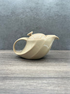 Inoue Tea Rakuchin Beige Mino-yaki Porcelain Kyusu - Japanese Teapot shown in an image on a neutral background.