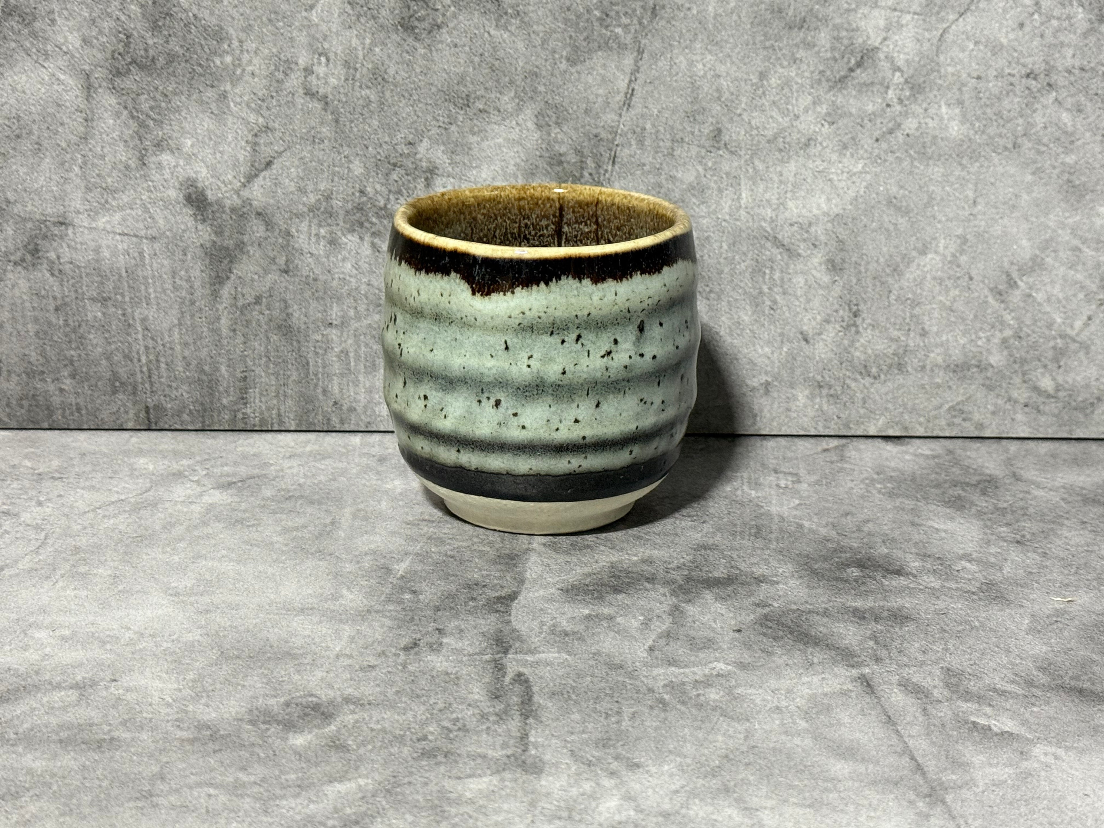 Inoue Tenmoku Iguchi Gray Mino-yaki Yunomi - Japanese Teacup