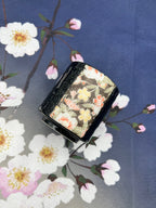 Inoue Yuzen Hana Flower Black Mino-yaki Wide Yunomi - Japanese Teacup