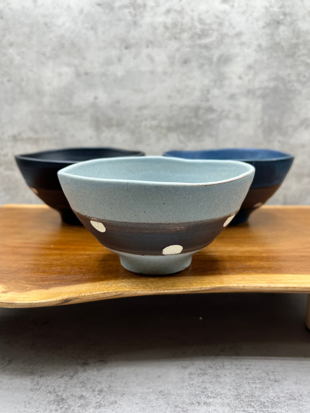 Inoue Shinko Gray Polka Dot Mino-yaki Ido Chawan - Japanese Mini Matcha Bowl Tea