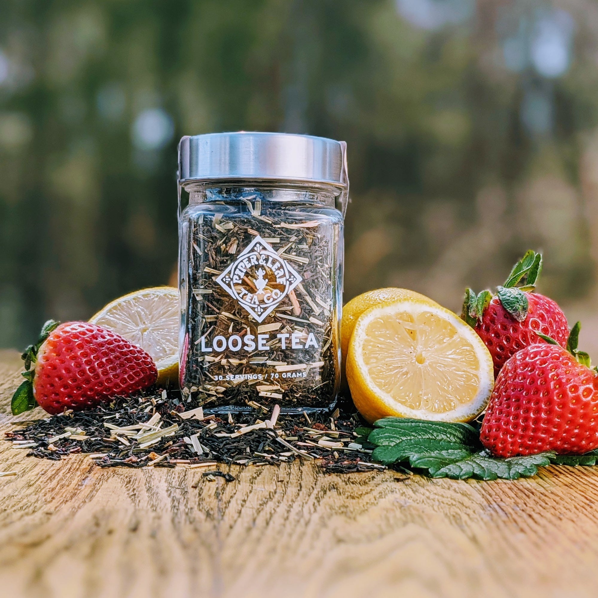 Piper and Leaf Lemon Berry Blush Glass Jar of Loose Leaf Tea - 30 Servings
