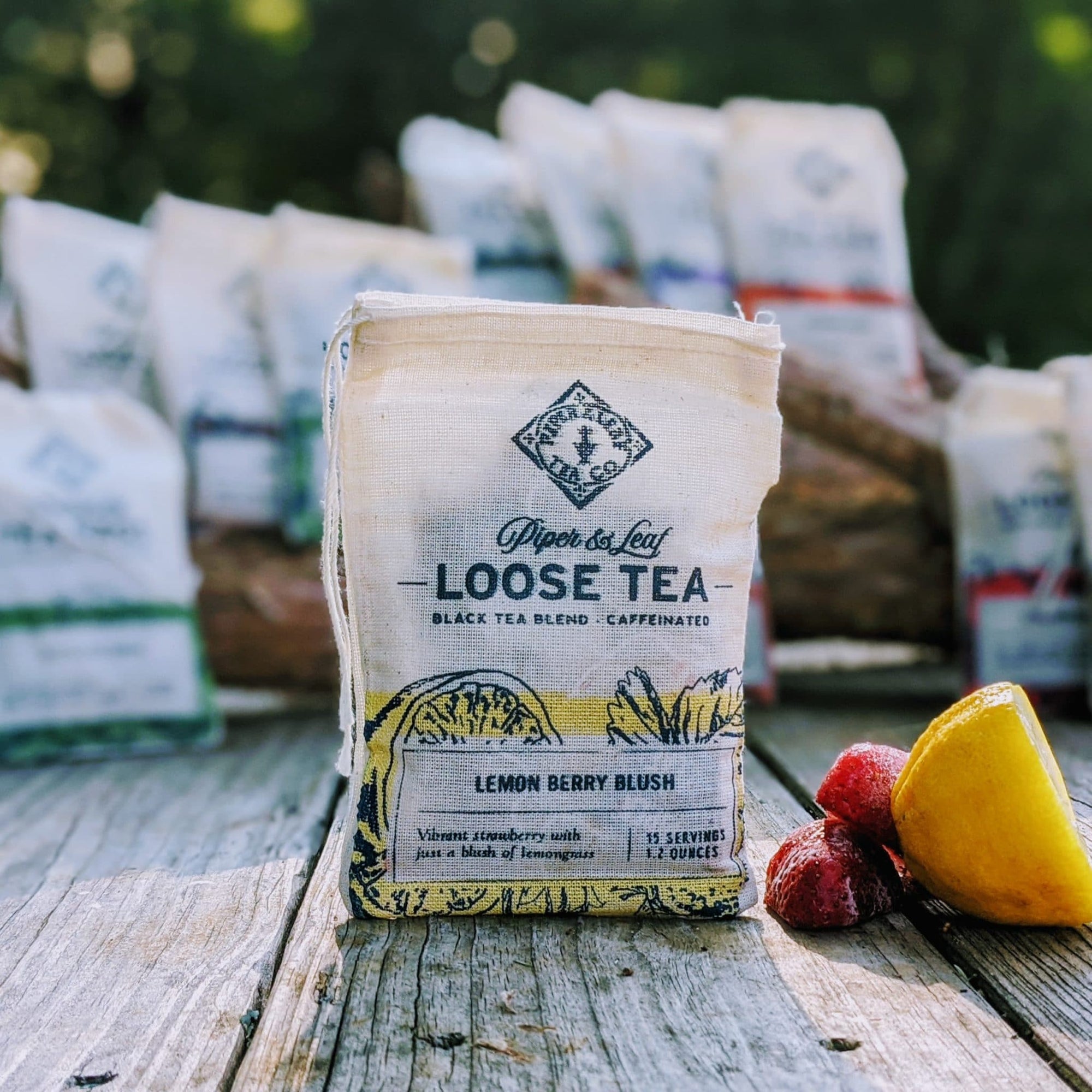Piper and Leaf Lemon Berry Blush Muslin Bag of Loose Leaf Tea - 15 Servings