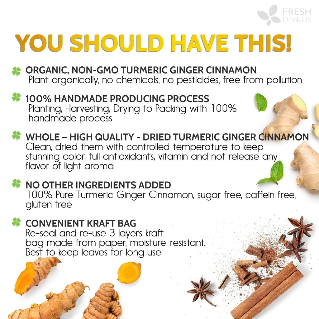 FreshDrinkUS Turmeric Ginger Cinnamon Tea Bags