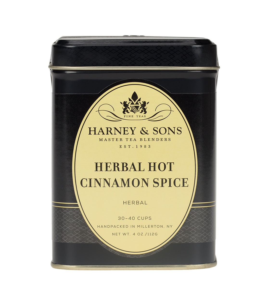 Harney & Sons Herbal Hot Cinnamon Spice loose herbal tea in a 4 oz package, shown in the product image.