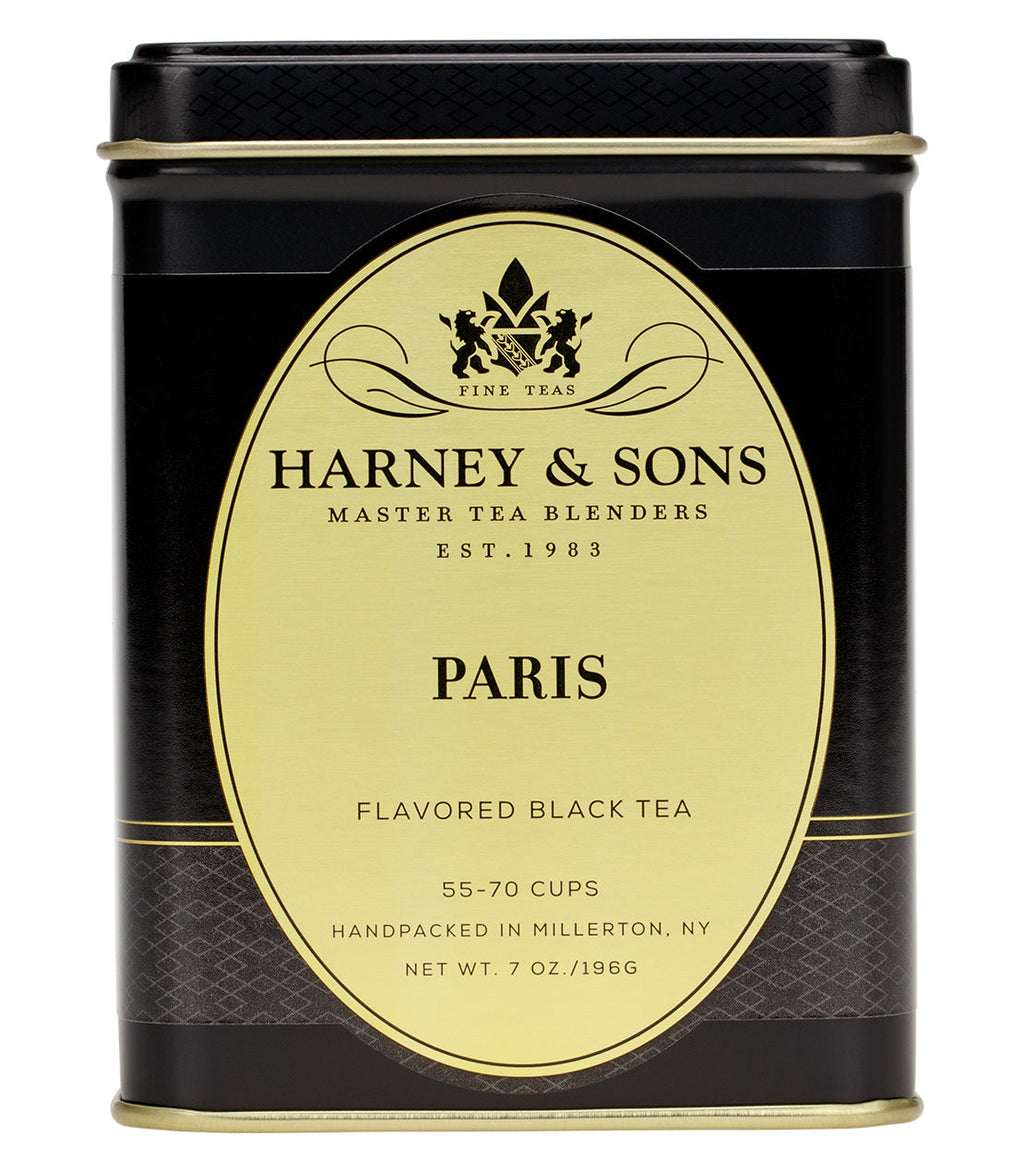 Harney & Sons Paris loose tea, 7 oz package, by Harney & Sons, displayed in an elegant, simple design.