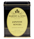 Harney & Sons Japanese Sencha loose tea in an 8 oz package, featuring green tea leaves, from Harney & Sons.