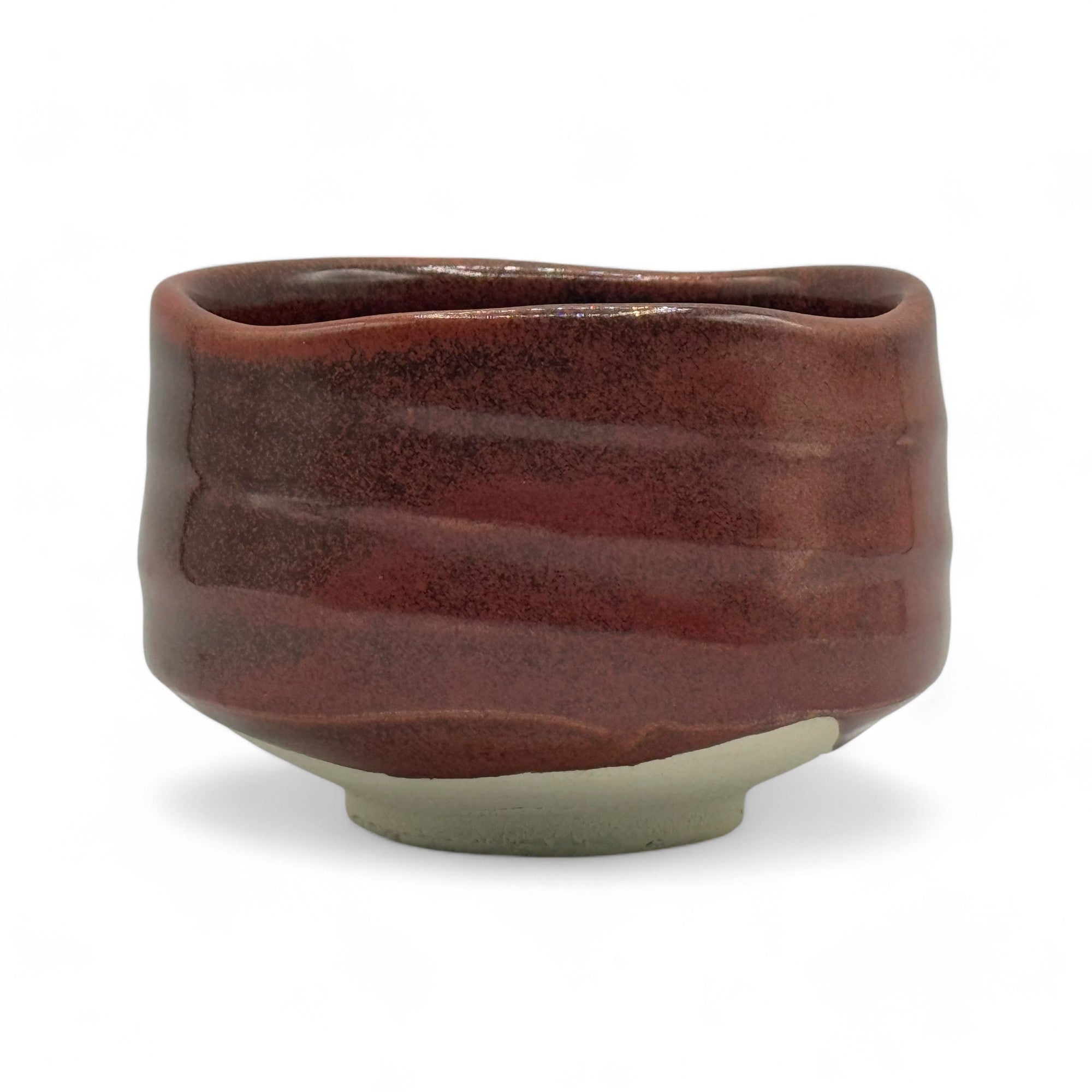 Inoue Tetsu Raku Red Mino-yaki Chawan - Japanese Matcha Bowl