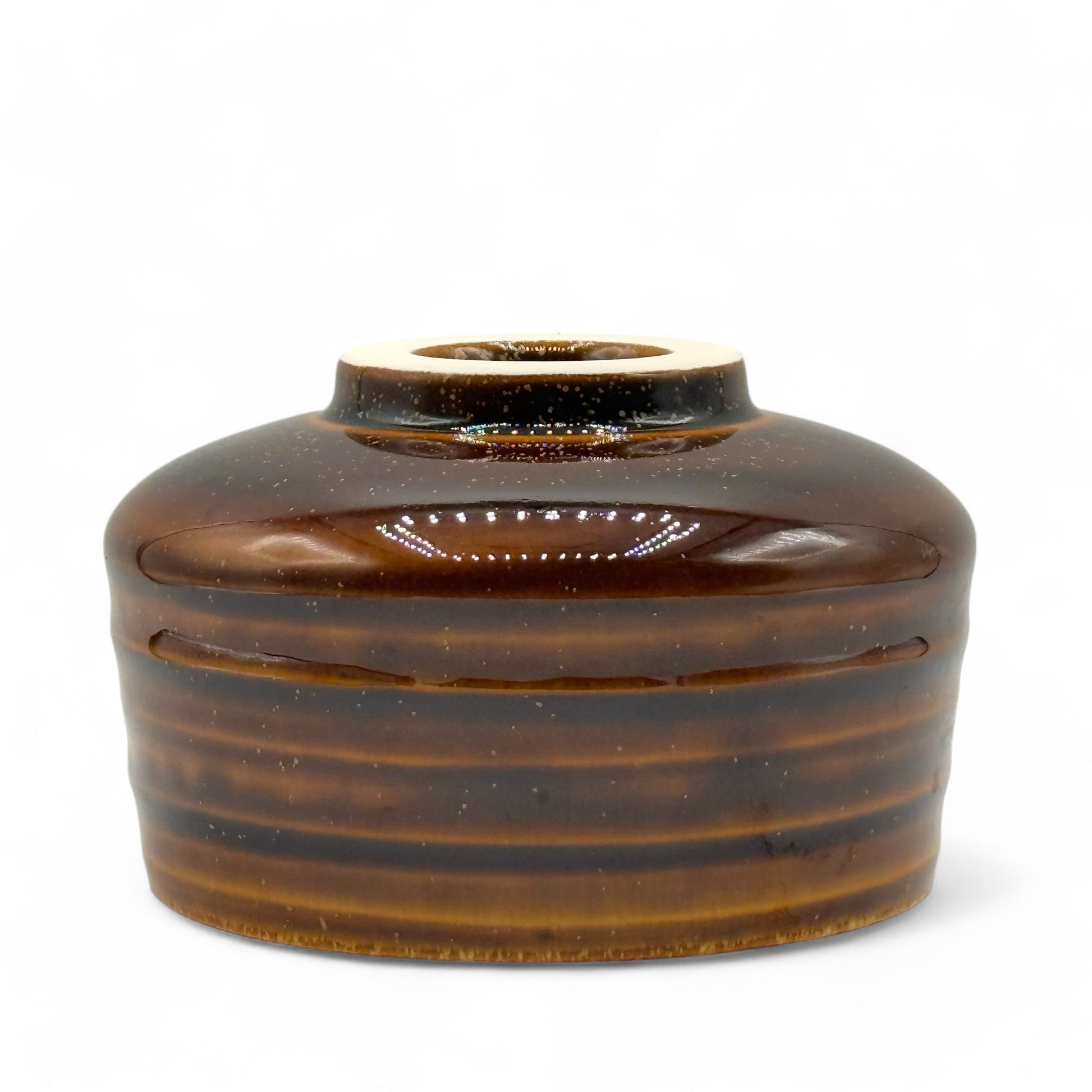 Inoue Tea Ame Kessho Brown Mino-yaki Chawan - Japanese Matcha Bowl