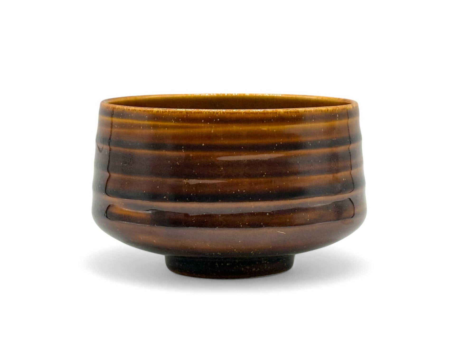 Inoue Tea Ame Kessho Brown Mino-yaki Chawan - Japanese Matcha Bowl