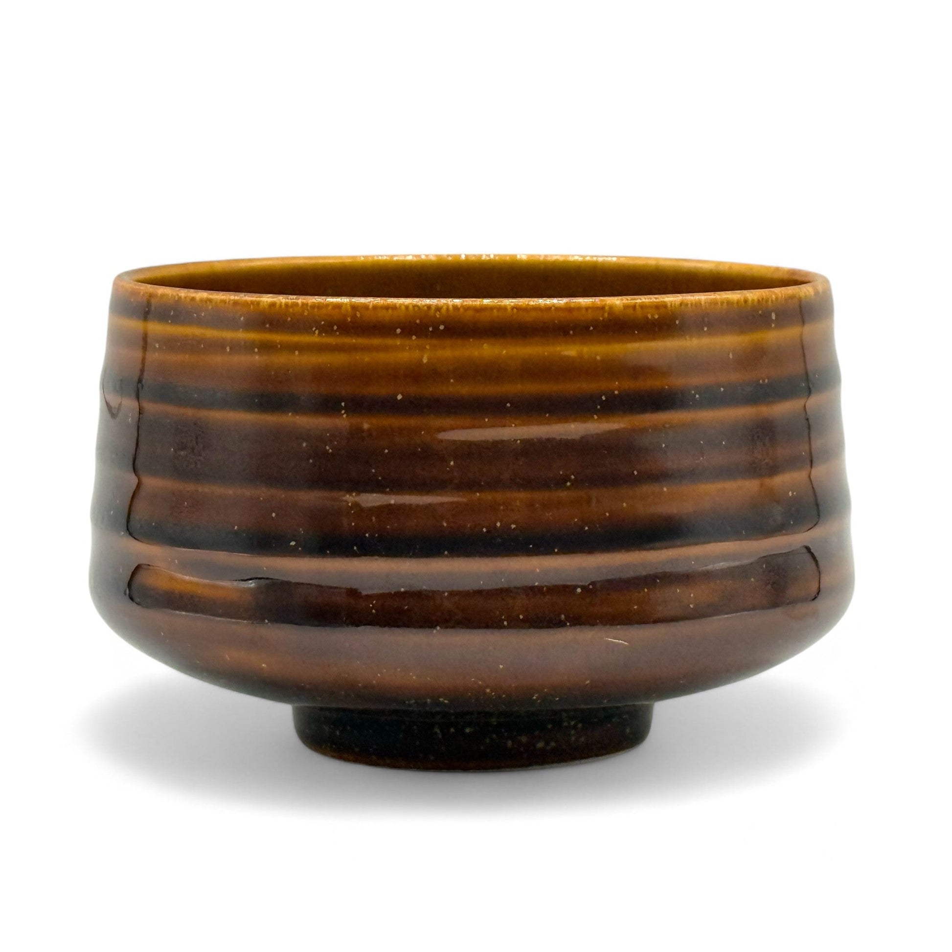 Inoue Tea Ame Kessho Brown Mino-yaki Chawan - Japanese Matcha Bowl