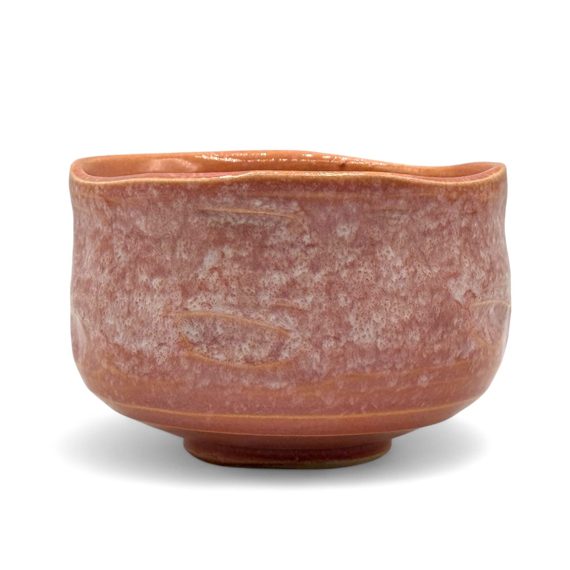Inoue Tea Inoue Pink Mino-yaki Chawan - Japanese Matcha Bowl, a handcrafted ceramic bowl, 4.7" wide, 3" high, 14oz capacity.