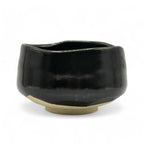 Inoue Tea Isshiki Black Mino-yaki Chawan - Japanese Matcha Bowl, 4.5 inches wide, 2.9 inches high, holds 16.9 oz, made in Japan.
