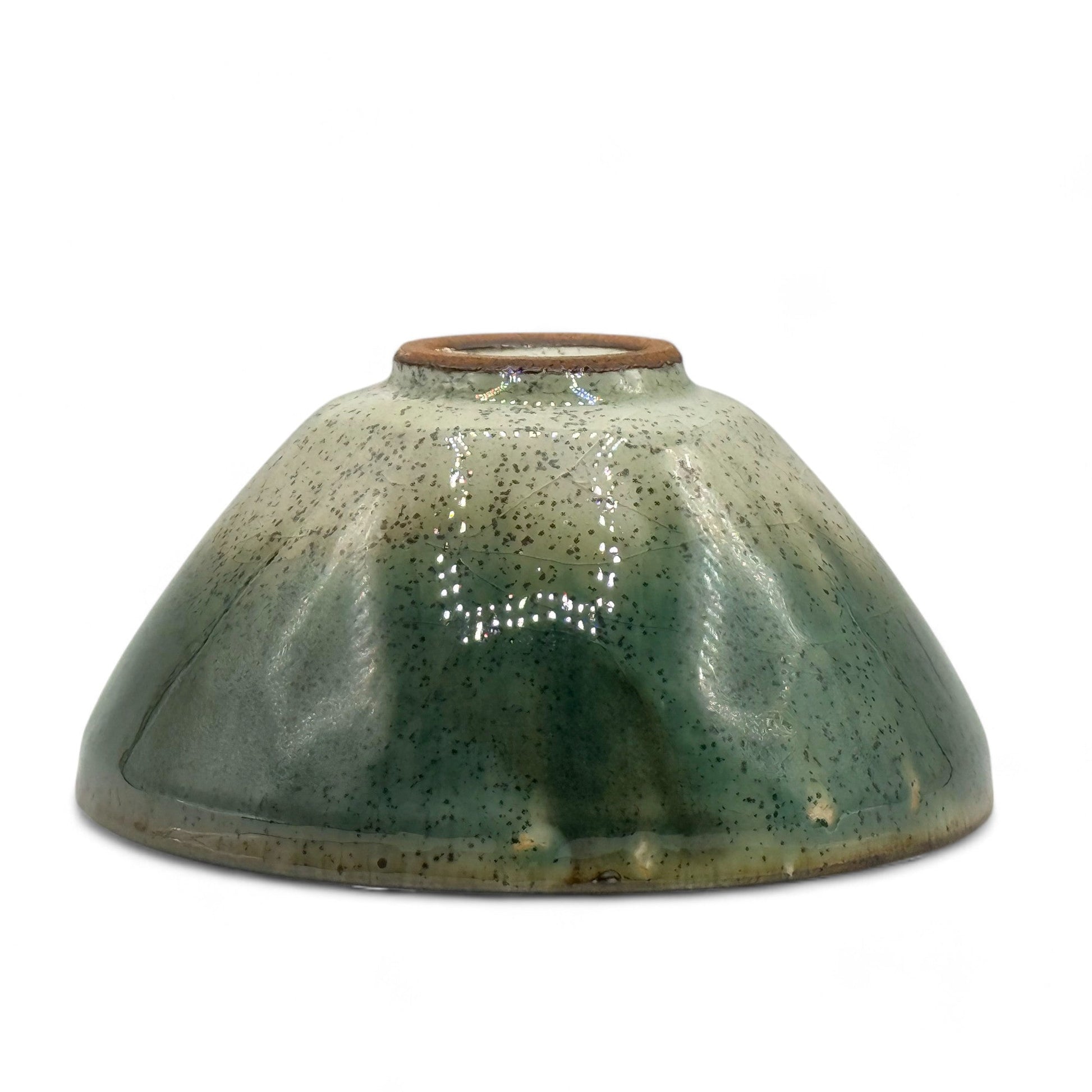 Inoue Tea Nagashi Flower Oribe-yaki Ido Chawan - Japanese Matcha Bowl
