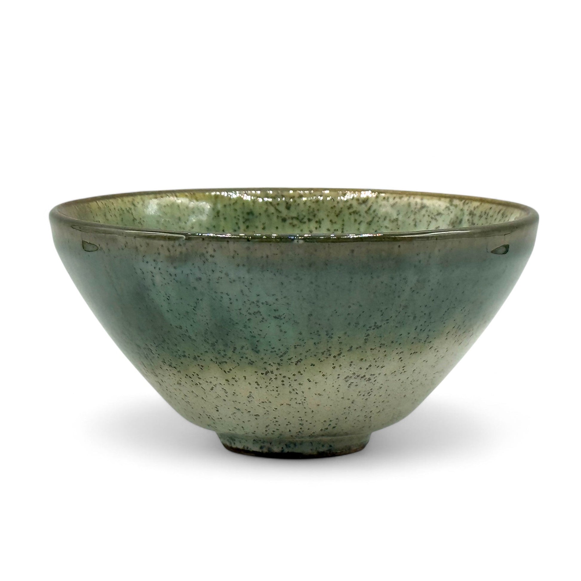 Inoue Tea Nagashi Flower Oribe-yaki Ido Chawan - Japanese Matcha Bowl