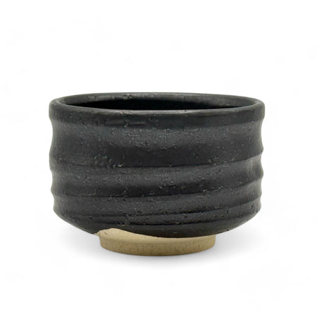 Inoue Tea Kuro Black Mino-yaki Chawan - Japanese Matcha Bowl, 4.3" wide, 2.9" high, handwash care, 16oz capacity, from Japan.