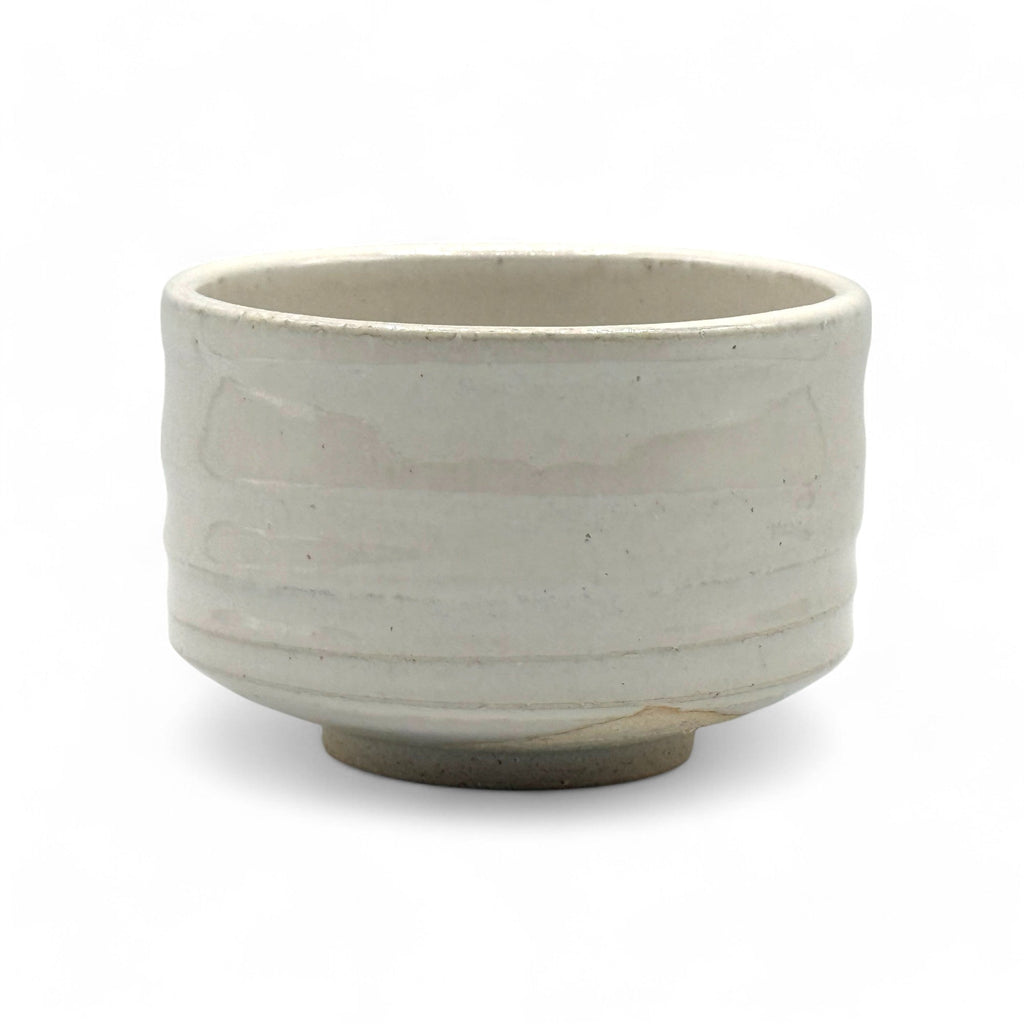 Inoue Tea Shirahagi White Mino-yaki Chawan - Japanese Matcha Bowl, 4.3 inches wide, 2.9 inches high, handcrafted in Japan.