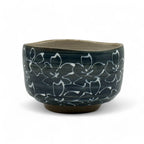 Inoue Tea Maizakura Kuro Black Mino-yaki Chawan - Japanese Matcha Bowl, a traditional ceramic matcha bowl, 4.6" wide, 3" high.